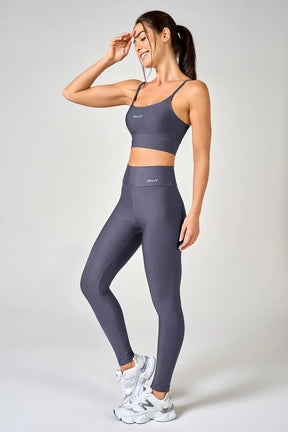 Conjunto Feminino Legging + Top Alça Classic - Cinza Chumbo