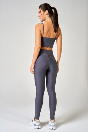 Conjunto Feminino Legging + Top Alça Classic - Cinza Chumbo