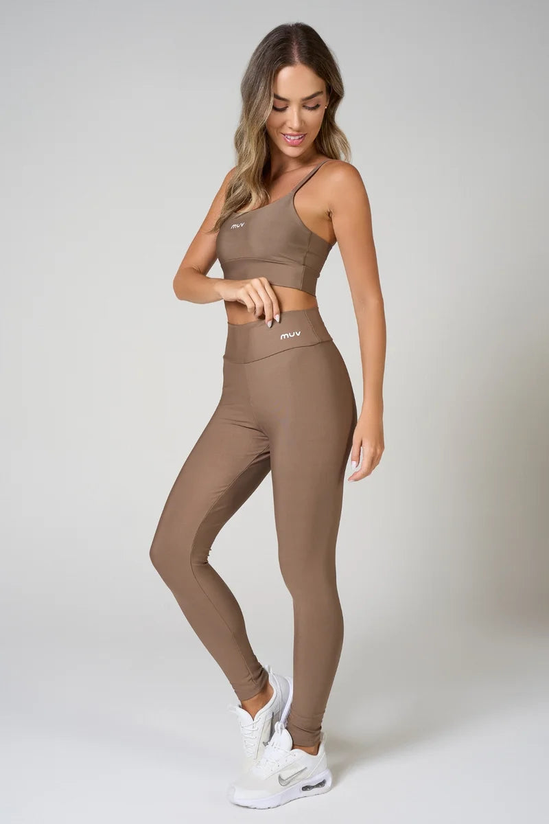 Conjunto Feminino Legging + Top Alça Classic - Camurça