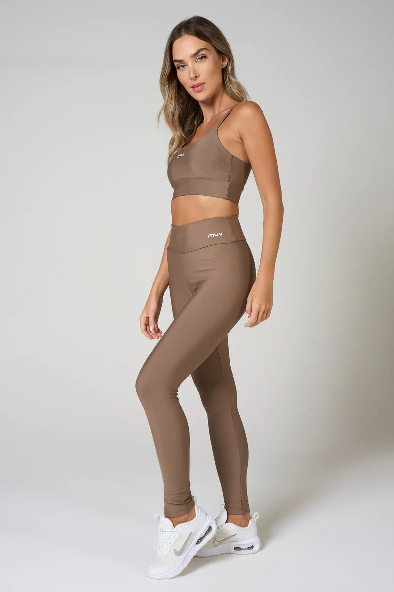 Conjunto Feminino Legging + Top Alça Classic - Camurça