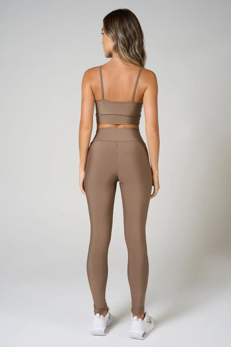 Conjunto Feminino Legging + Top Alça Classic - Camurça