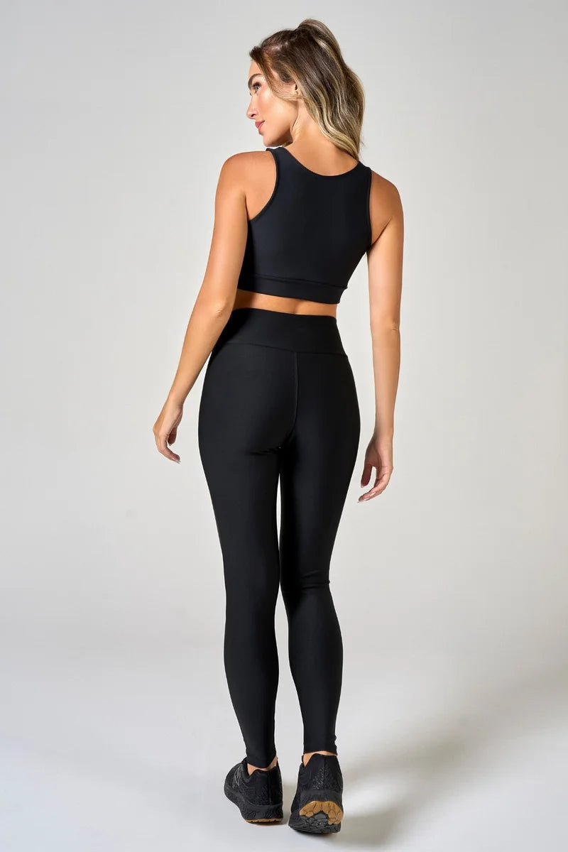 Conjunto Feminino Legging + Top Nadador Classic - Preto