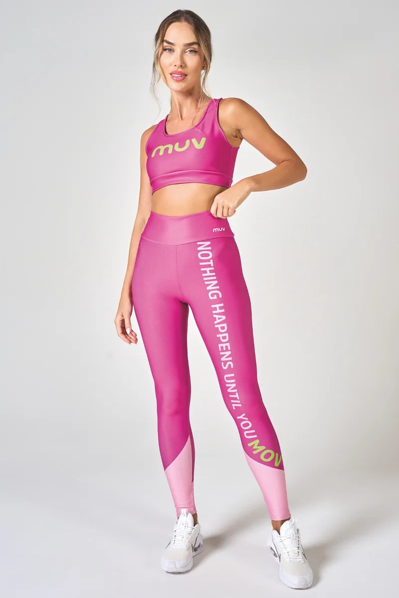 Conjunto Feminino Legging + Top Nadador Nothing Happens Until You Move