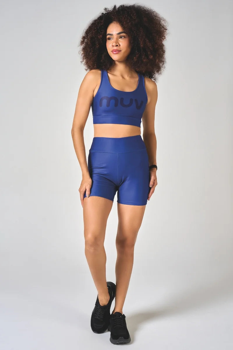 Conjunto Feminino Short + Top Nadador Trendy Muv - Azul Marinho