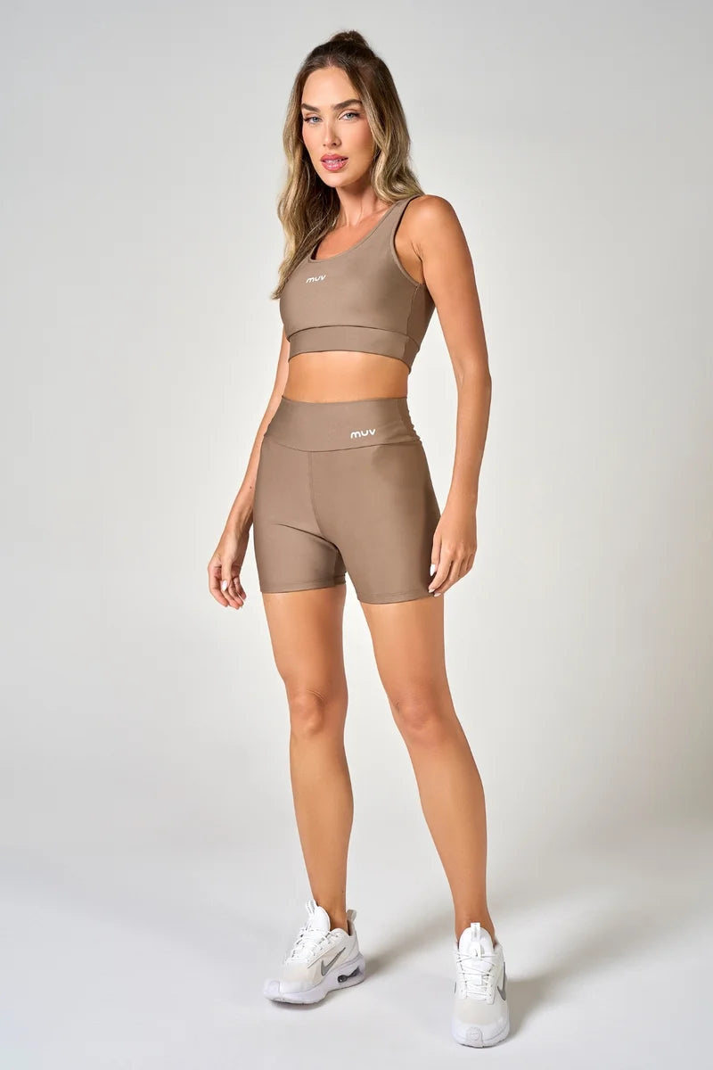 Conjunto Feminino Short + Top Nadador Classic - Camurça