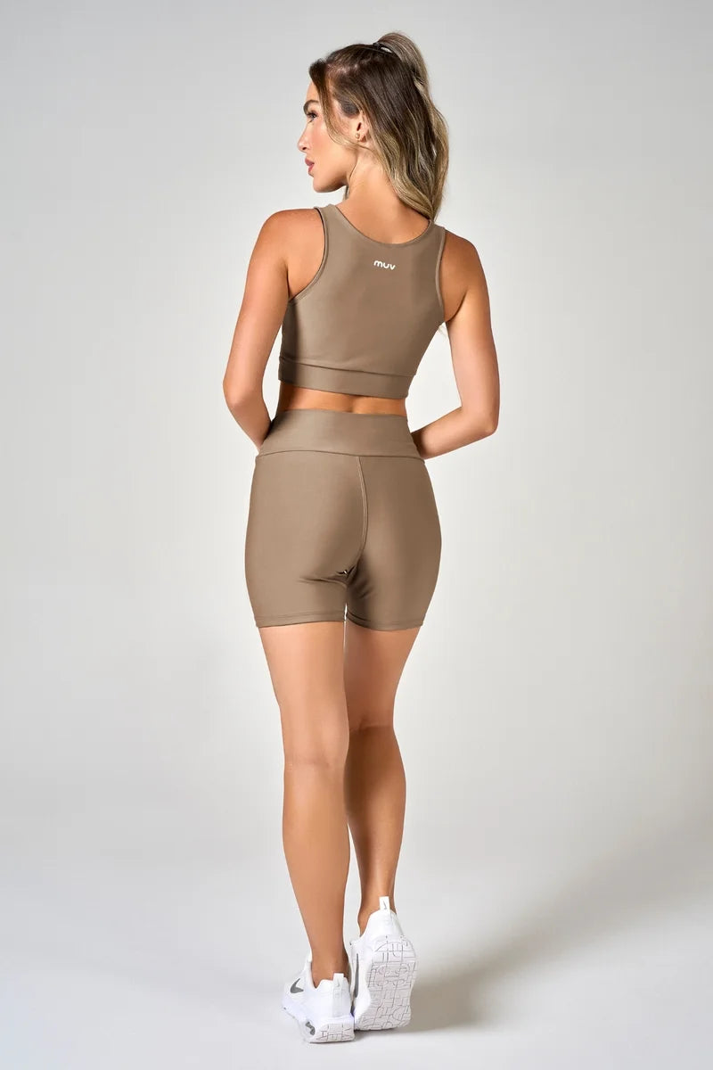 Conjunto Feminino Short + Top Nadador Classic - Camurça