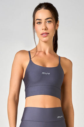 Conjunto Feminino Legging + Top Alça Classic - Cinza Chumbo